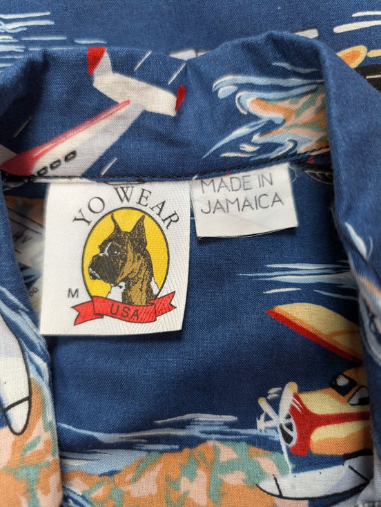 Chemise hawaïenne Yo Wear USA Made in Jamaica manches courtes taille M #658 hawa