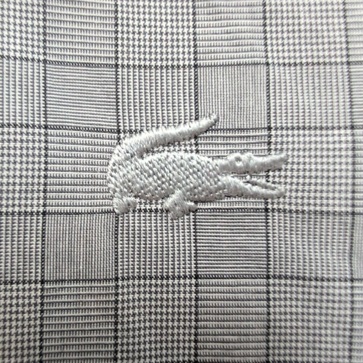 Chemise Lacoste 41 L Slim Fit Gris Carreaux Logo Brodé manches longues
