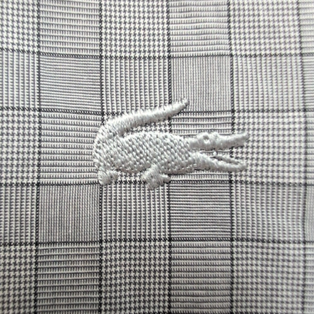 Chemise Lacoste 41 L Slim Fit Gris Carreaux Logo Brodé manches longues