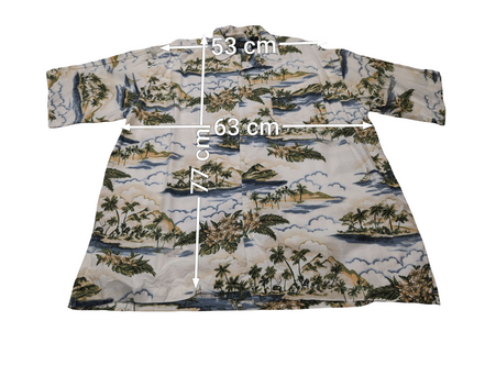 Chemise hawaïenne viscose et coton manches îles et palmiers courtes taille XL