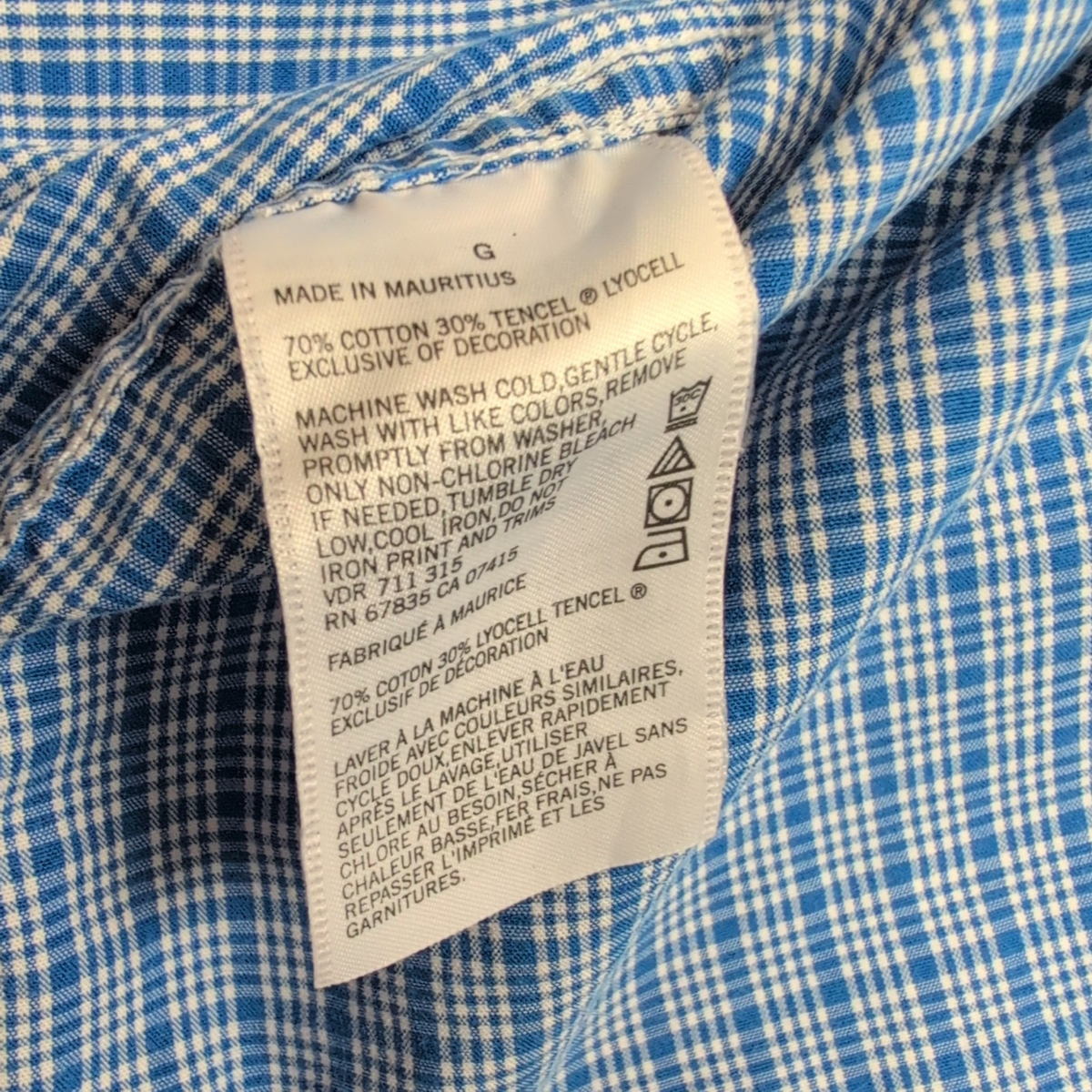 Chemise Nautica Bleue À Carreaux Manches Longues Taille L