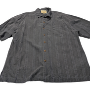 Chemise hawaïenne soie Boundary Bay gris foncé à rayures taille XL