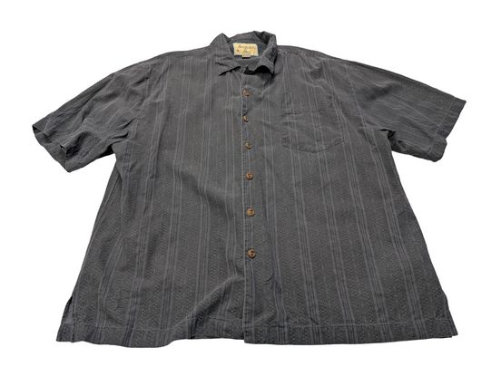 Chemise hawaïenne soie Boundary Bay gris foncé à rayures taille XL
