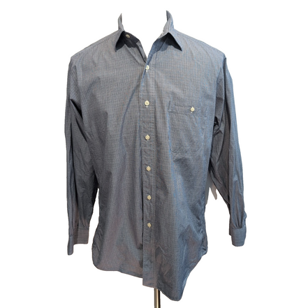 Chemise Brooks Brothers M/L Bleu Foncé Carreaux Coton Poche Boutonnée