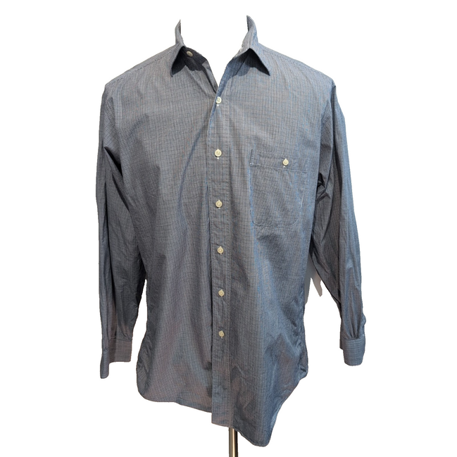 Chemise Brooks Brothers M/L Bleu Foncé Carreaux Coton Poche Boutonnée