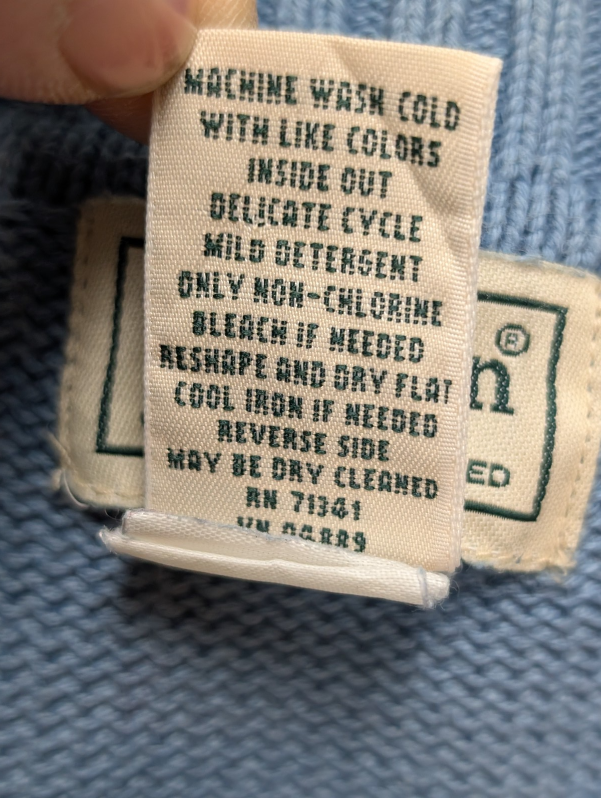 Pull L.L. Bean Bleu Clair Col V Vintage Robuste - Taille S