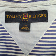 Chemise Tommy Hilfiger Golf Taille L Bleu et Blanc à Rayures Vintage
