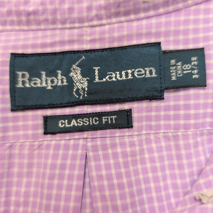 Chemise Ralph Lauren Classic Fit XXL Lilas Carreaux Logo Vert manches longues