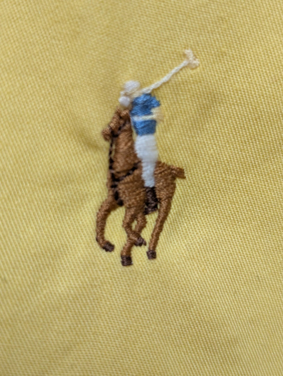 Ralph Lauren Chemise Blake M Jaune Logo Marron Manches Courtes