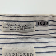 Chemise Andhurst XL Blanc Rayures Bleues 60% Coton Manches Courtes