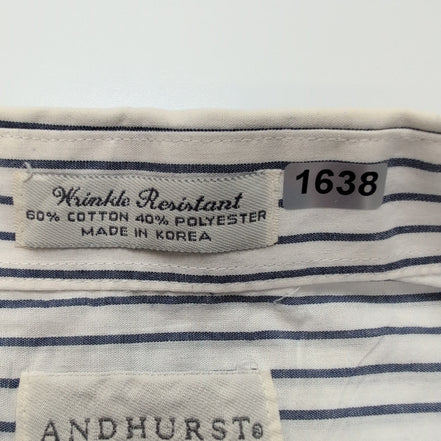 Chemise Andhurst XL Blanc Rayures Bleues 60% Coton Manches Courtes