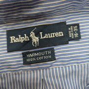 Chemise Ralph Lauren Manches Longues Yarmouth Rayures Bleu Blanc L