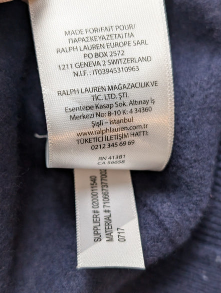 Pull Polo Ralph Lauren Bleu Marine - 100% Laine Mérinos Italienne - Taille M