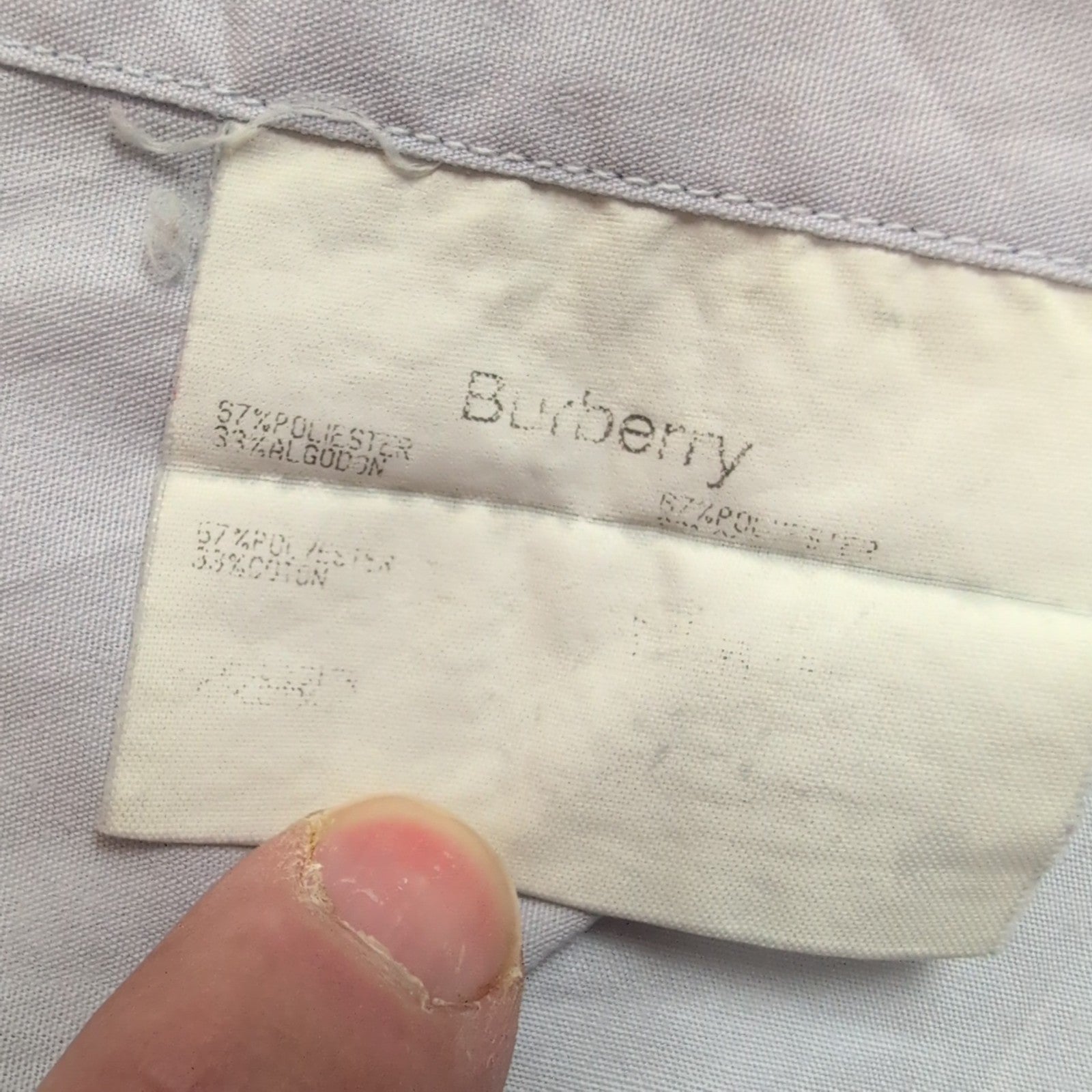 Chemise BURBERRY L Bleu Clair Logo Brodé 2 Boutons Polyester Coton manches long