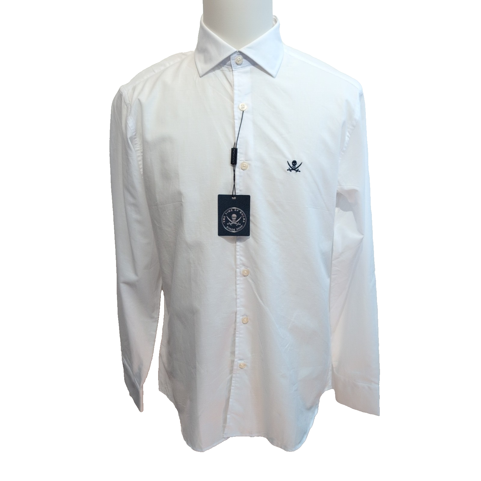 Chemise The Time Of Bocha L Neuve Étiquette Blanc Coton Logo Pirate Tête de mort