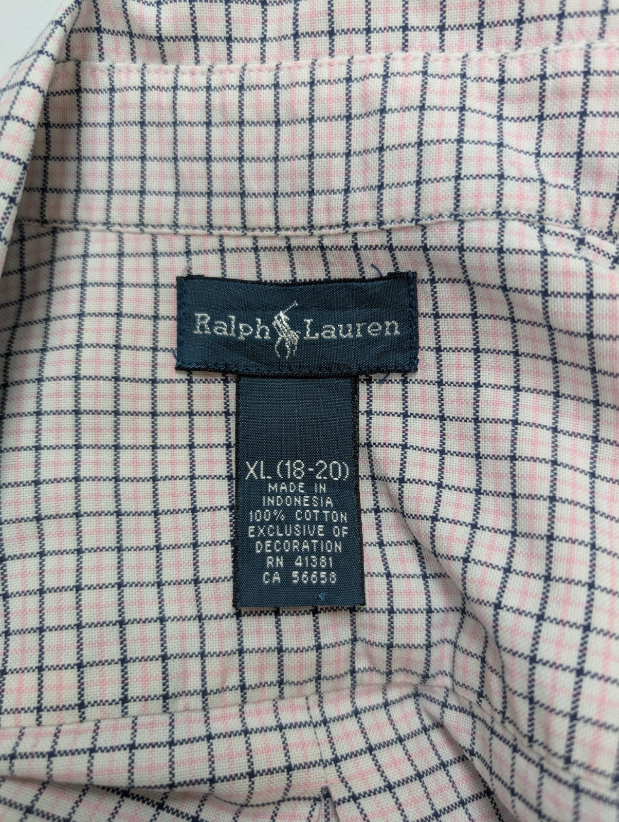 Ralph Lauren Chemise Homme M/L Rose Blanc Carreaux Gingham Manches Longues Custo