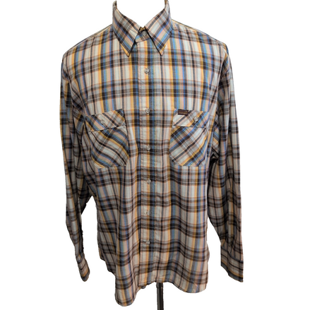 Chemise WRANGLER à Carreaux Marron & Orange Poches Manches Longues Taille XL