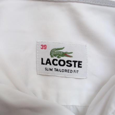 Chemise Lacoste Slim Fit 39 S (M ajusté) Blanche 100% Coton Logo Gris