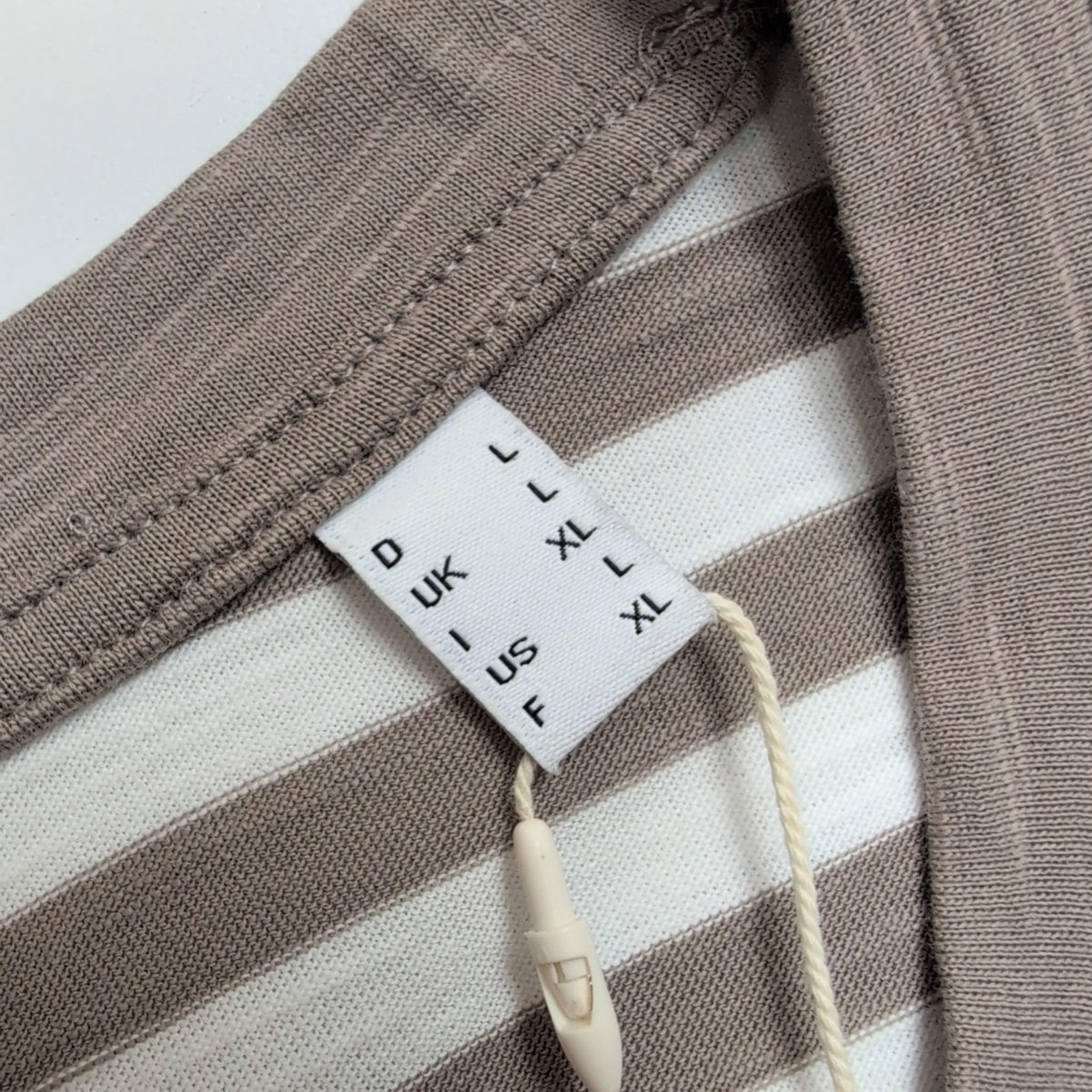Haut Esprit Femme XL Marron Blanc Rayé 100% Coton Manches Courtes Neuf
