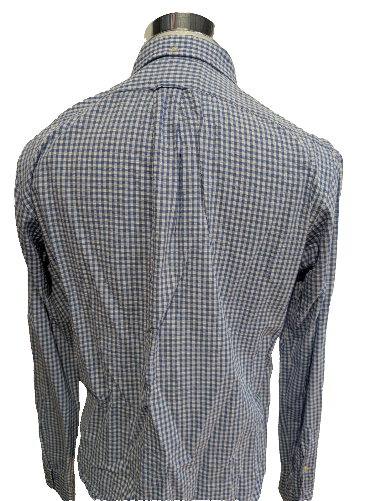 Chemise Polo Ralph Lauren Shirt M Custom Fit Bleu Blanc Gaufrée Sans Logo Button