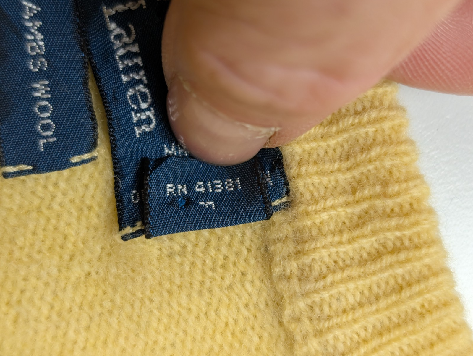 Pull Polo Ralph Lauren Jaune Logo Bleu Marine - 100% Laine d'Agneau S/M (ajusté)