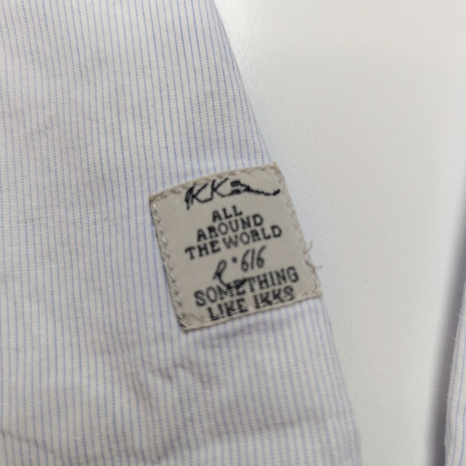 Chemise IKKS femme XS bleu à rayures cintrée 100% coton 2 poches