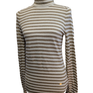 Pull Ralph Lauren (Lauren) Femme M Blanc Cassé Rayures Dorées Métal Chic 🏷️