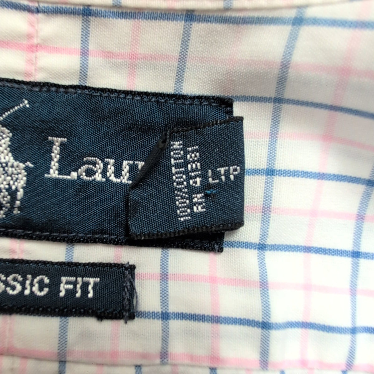 Chemise Ralph Lauren XL Rose Bleu Carreaux Classic Fit Shirt Button Down Coton