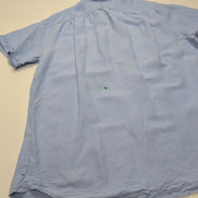 Chemise Nautica L Bleu Clair Rayonne Lin Manches Courtes Logo Brodé Vintage