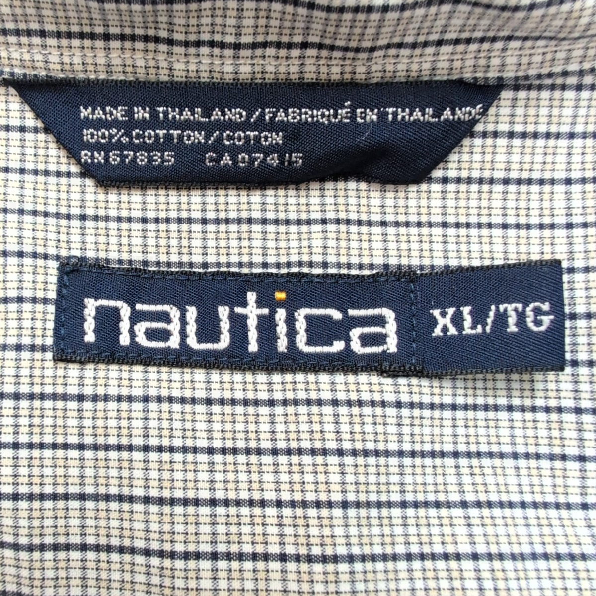 Chemise Nautica XLT Bleu Marine Gris Carreaux 100% Coton XXL manches longues