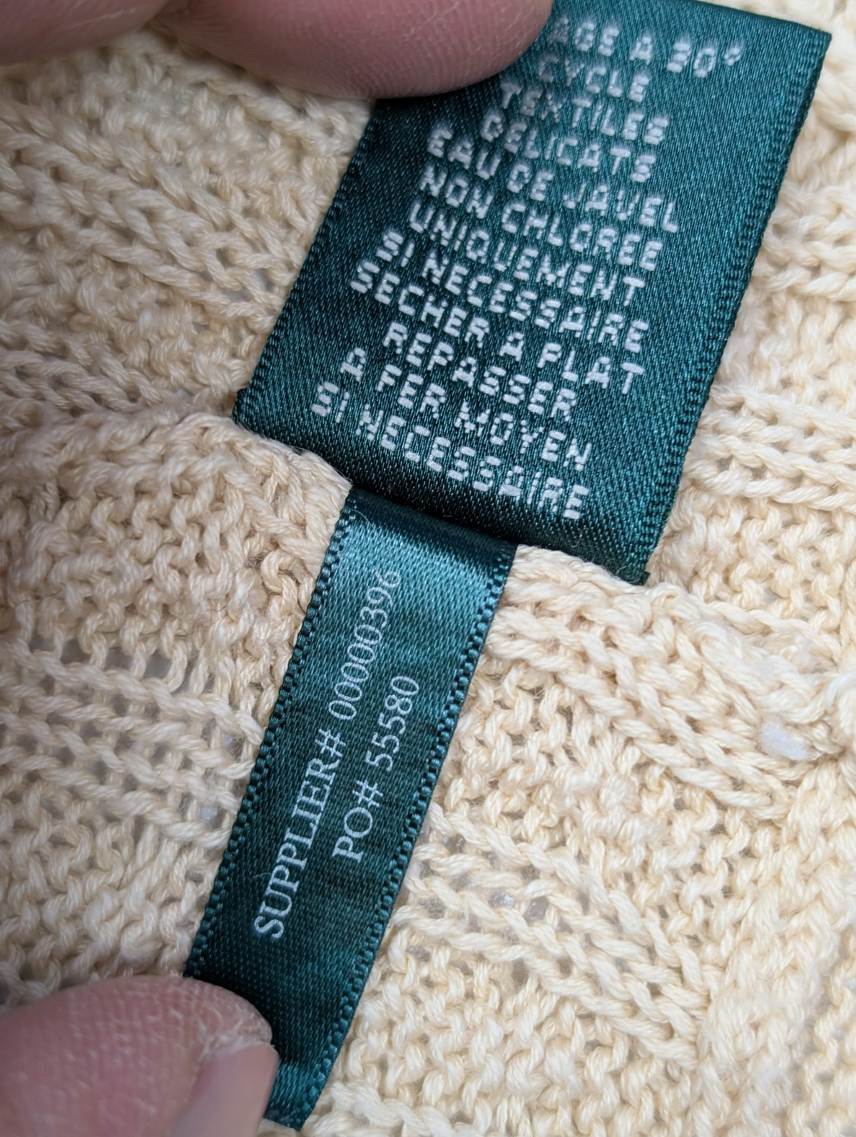 Gilet Lauren Ralph Lauren femme S beige coton torsadé dentelle cardigan