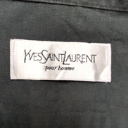 Chemise Yves Saint Laurent Vintage Noir Logo Brodé Taille L Manches Courtes