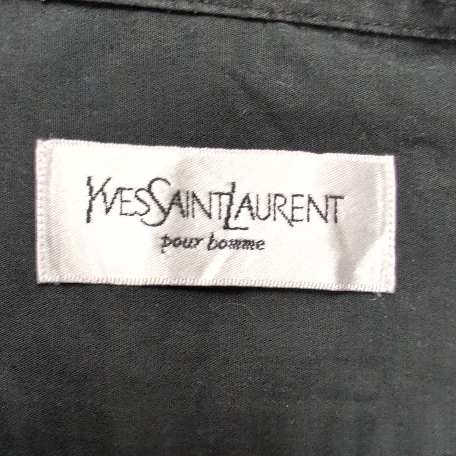 Chemise Yves Saint Laurent Vintage Noir Logo Brodé Taille L Manches Courtes