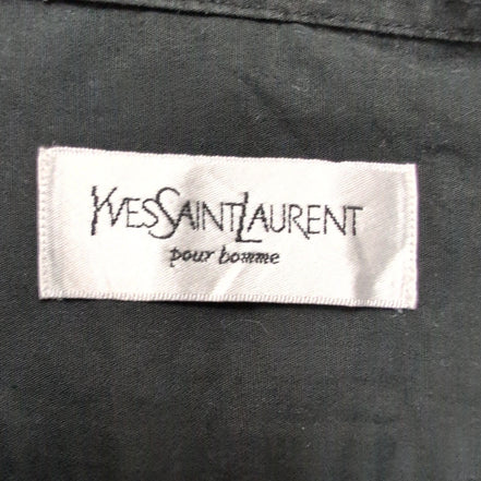 Chemise Yves Saint Laurent Vintage Noir Logo Brodé Taille L Manches Courtes
