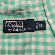 Chemise Ralph Lauren XL Verte Carreaux Logo Rose Manches Courtes Fendues