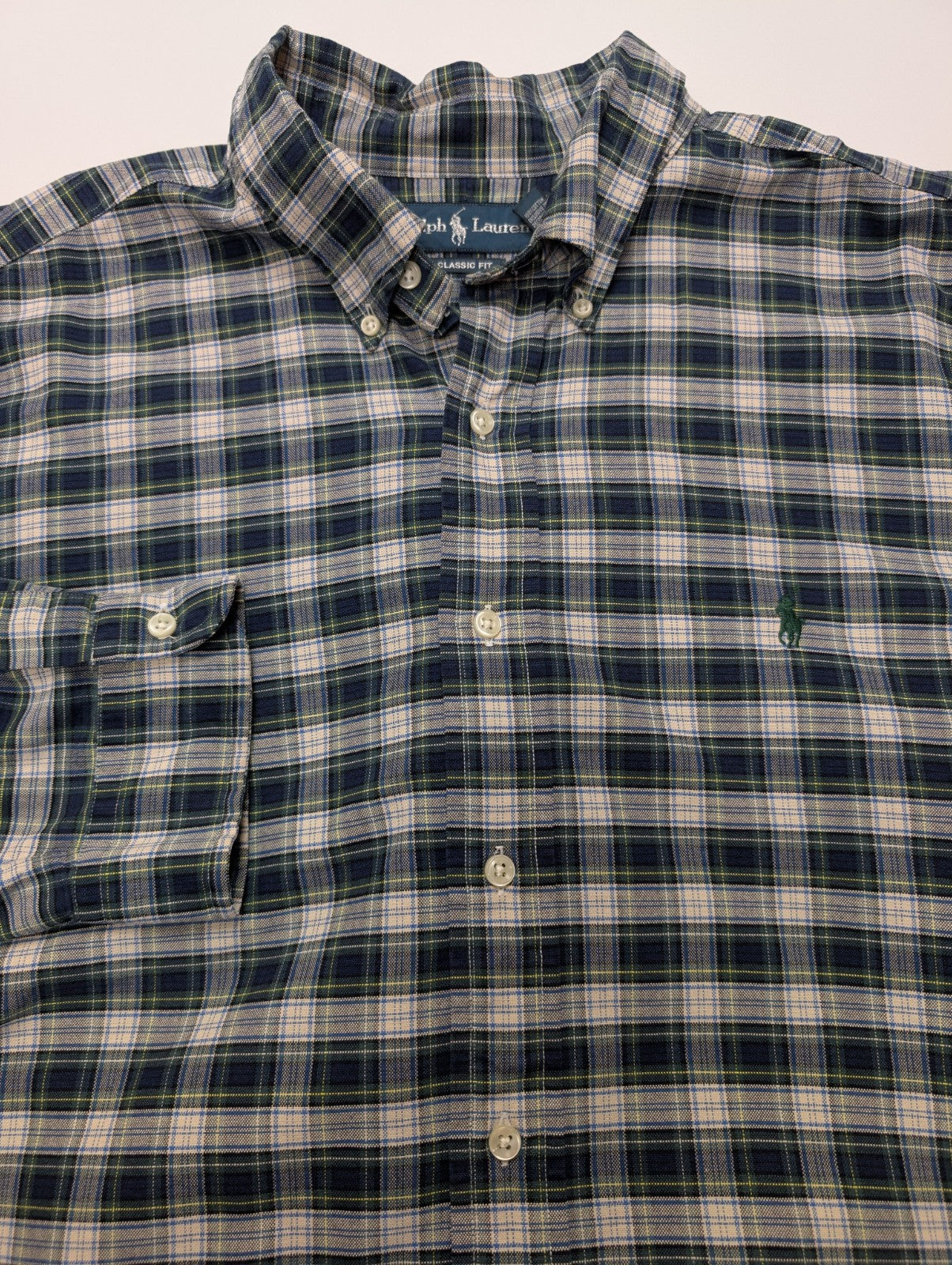 Chemise Ralph Lauren verte et marine à carreaux taille XXL logo vert #2567
