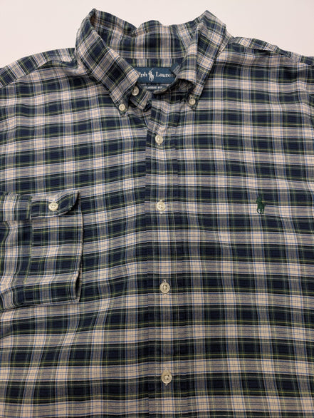 Chemise Ralph Lauren verte et marine à carreaux taille XXL logo vert #2567