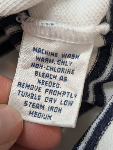 Polo manches courtes Polo Ralph Lauren blanc rayures bleu écusson golf taille L