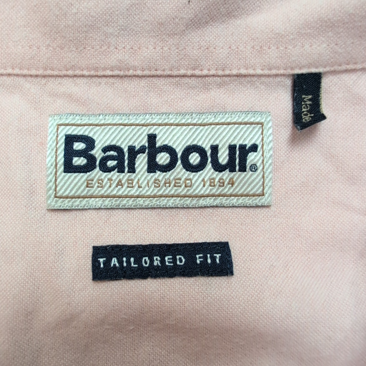 Chemise Barbour Tailored Fit Rose Pâle 100% Coton Taille XXL Ajustée