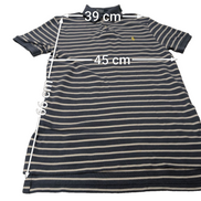 Polo manches courtes Polo Ralph Lauren M bleu rayures écrues logo jaune Custom 