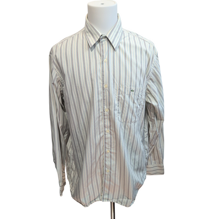 Chemise Lacoste XXL Blanc Cassé Rayures Bordeaux Bleu Poche manches longues