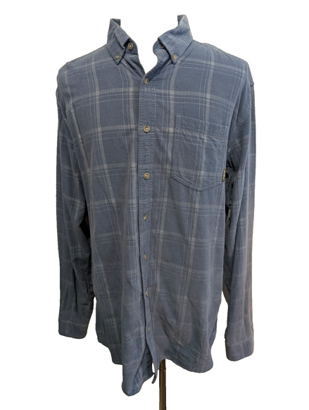 Chemise EDDIE BAUER T.TXL Velours Côtelé Carreaux Bleu Classic Fit Vtg
