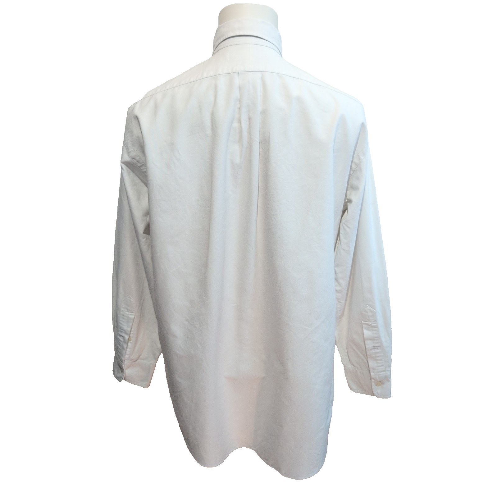 Chemise Ralph Lauren L Blanc Uni Logo Marron Made in Hong Kong manches longues