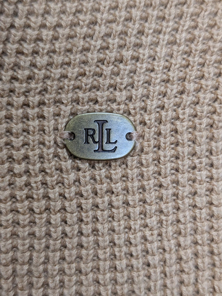 Pull Ralph Lauren femme (Lauren) Marron Clair Col Montant Médiéval Taille L