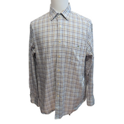Chemise Lacoste XL 44 Made in France Carreaux Bleu Logo Poche manches longues