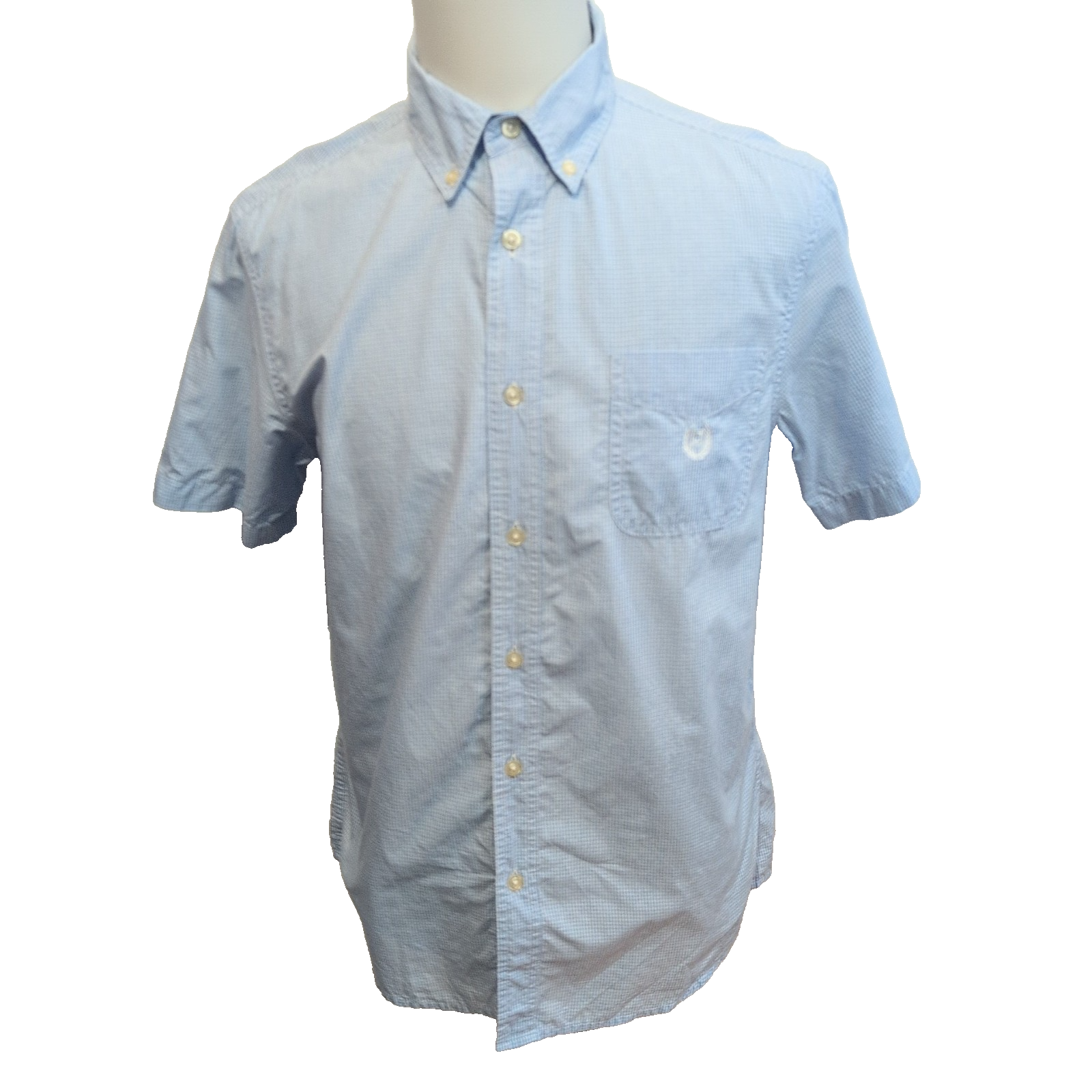 Chemise Chaps Bleu Ciel Petits Carreaux Taille L Manches courtes