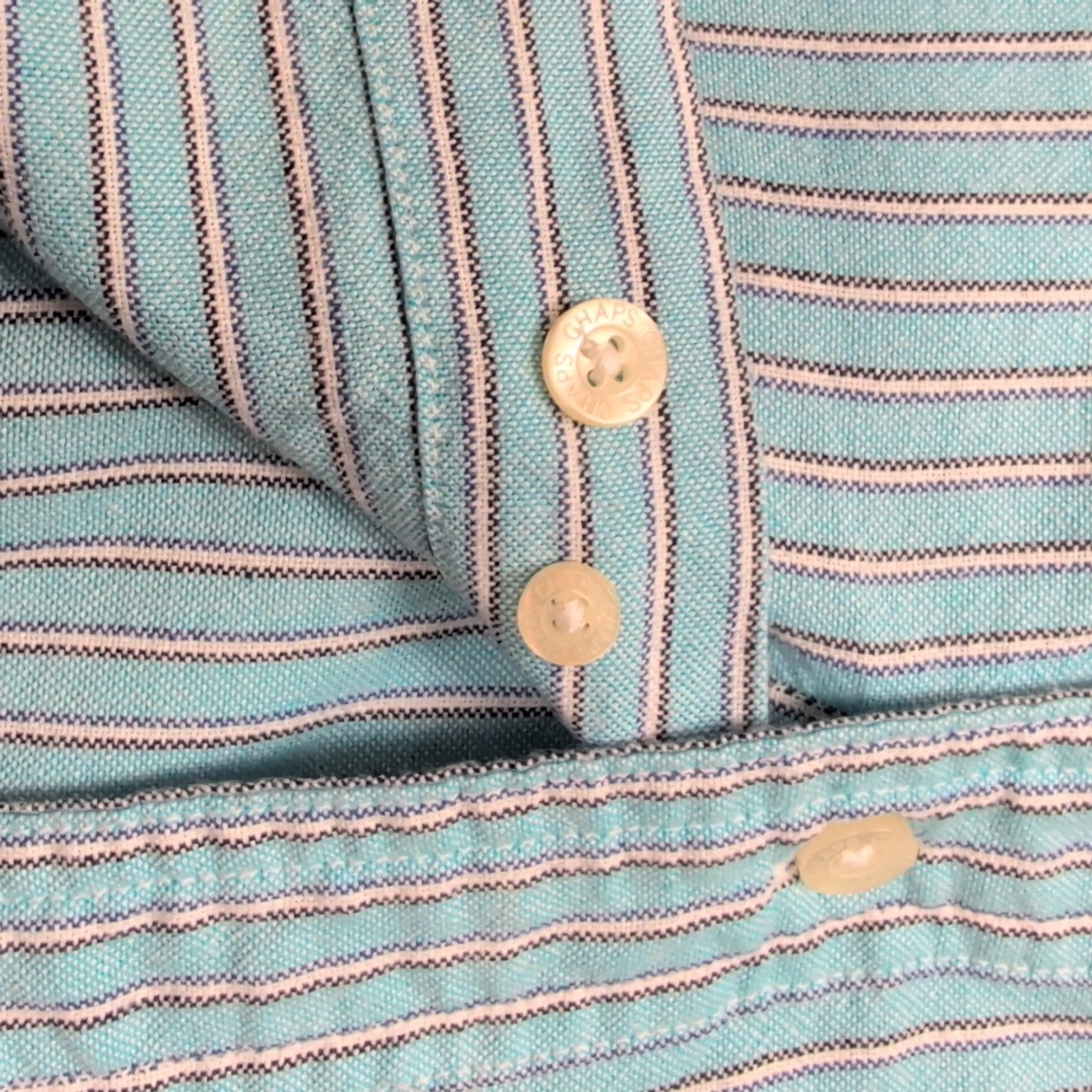 Chemise Chaps turquoise rayures blanches manches longues 1 poche XXLTG (3XL)