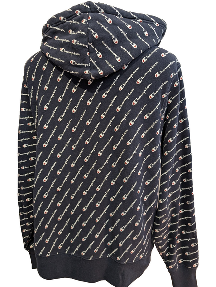 ➜ Sweat à Capuche Champion Vintage - Motif Multi-Logo All-Over - Taille L