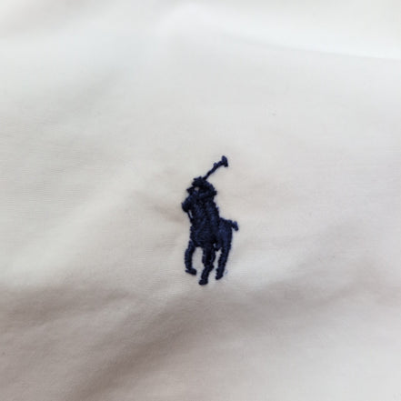 Chemise Ralph Lauren L blanc uni 100% coton logo bleu marine excellent état