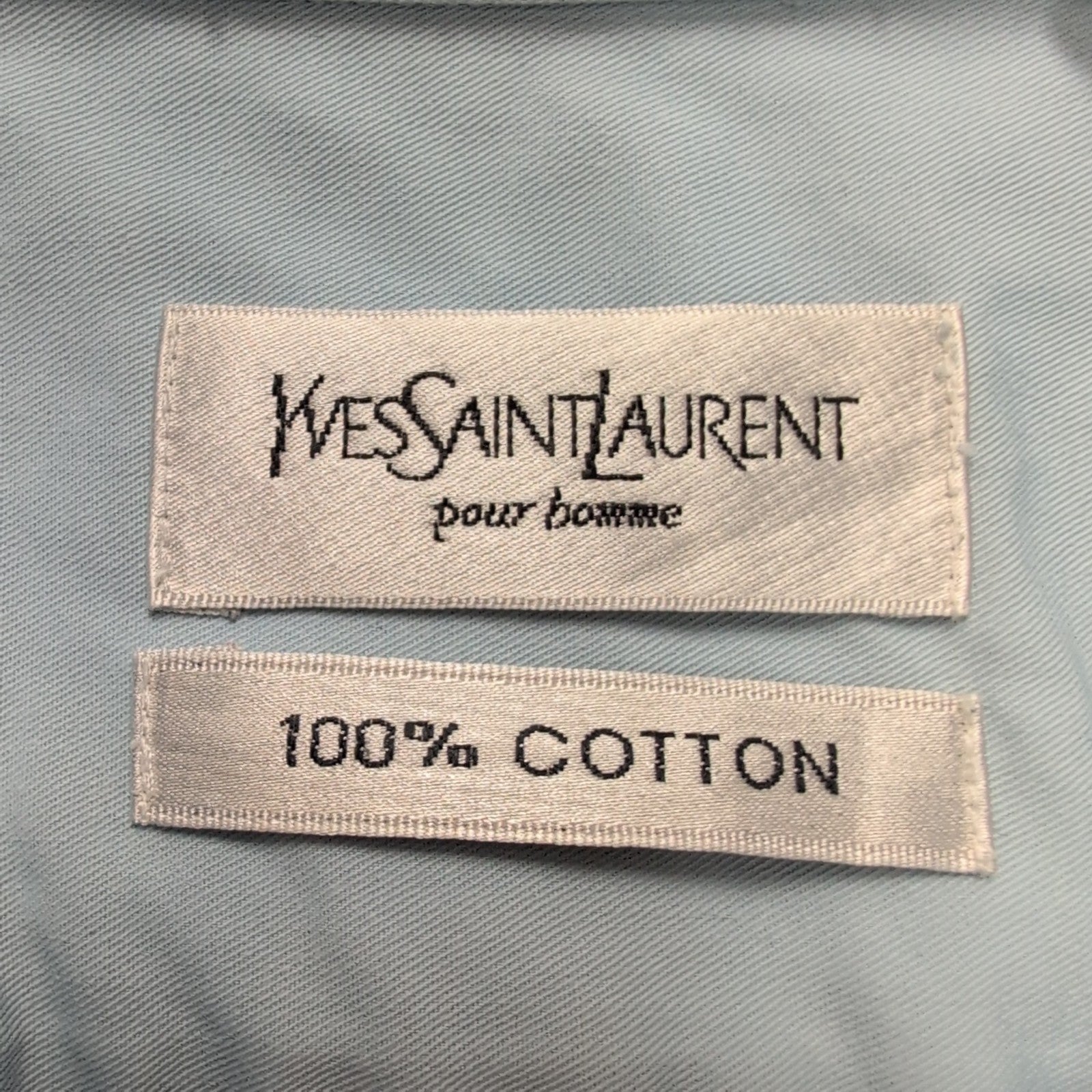 Chemise YVES SAINT LAURENT M Bleu Clair 100% Coton Manches Courtes